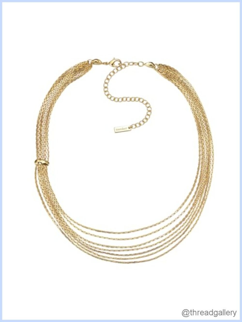 Gold Tone Multi Strand Layered Chain Choker Necklace Adjustable Women